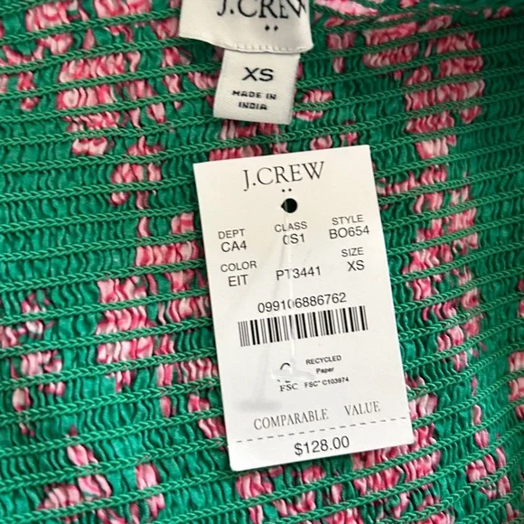 J. Crew Green Midi Dress with Pink Floral Print - Picture 5 of 5
